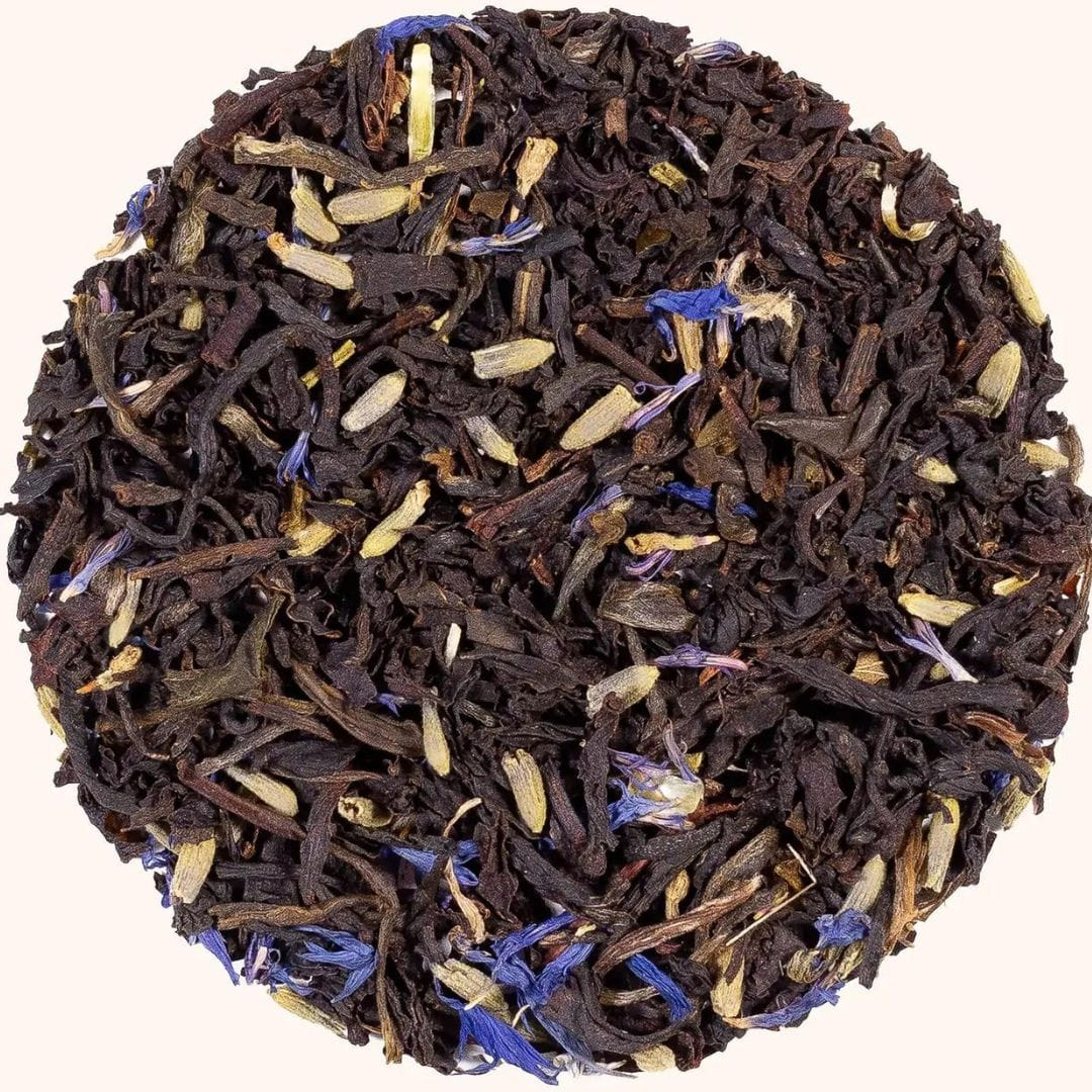 Lavender Earl Grey black tea blend loose leaf sample circle