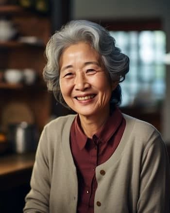 smiling elderly asian woman