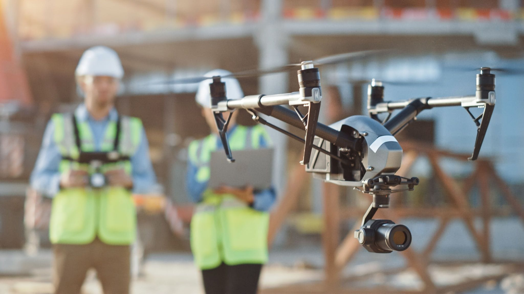 Drone at a construction site