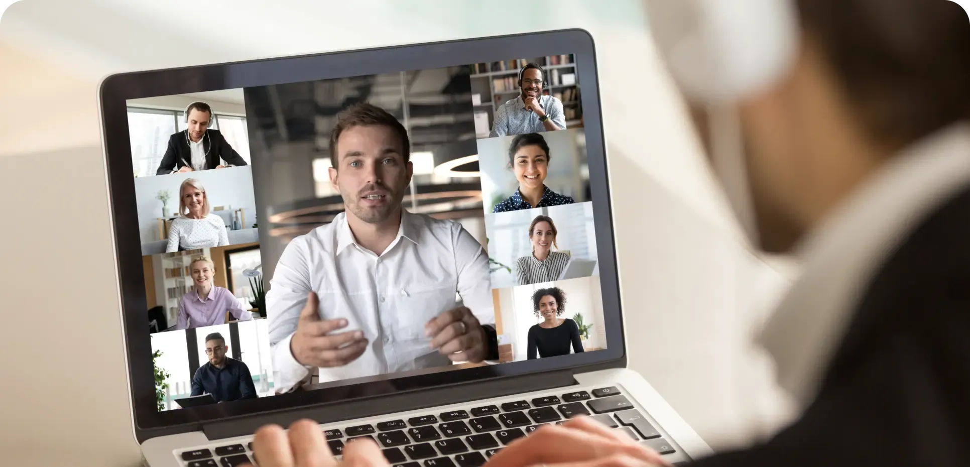 Man giving presentation on video conference