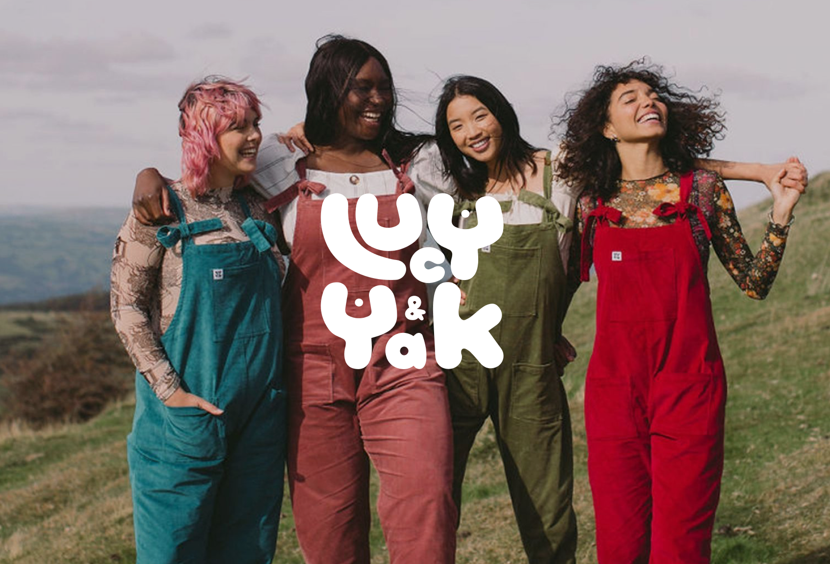Marketing image from Lucy & Yak with their logo for over the top.