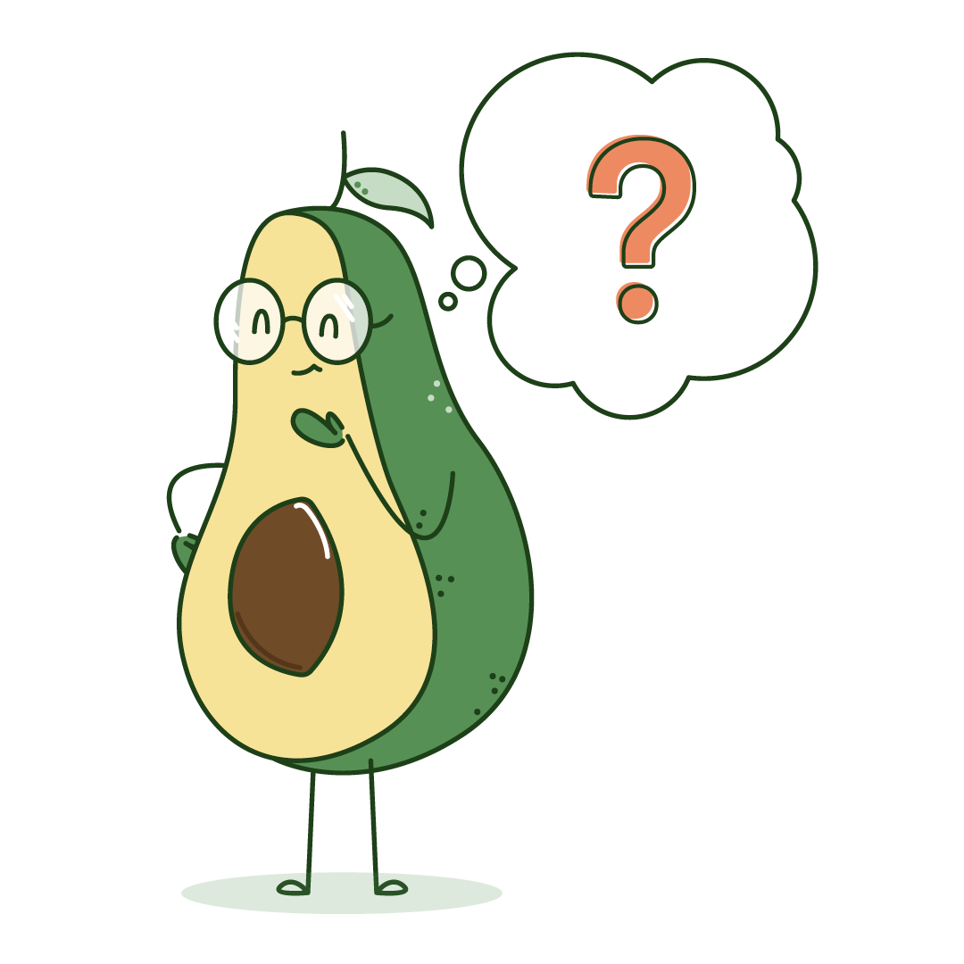Illustration of an avocado wondering
