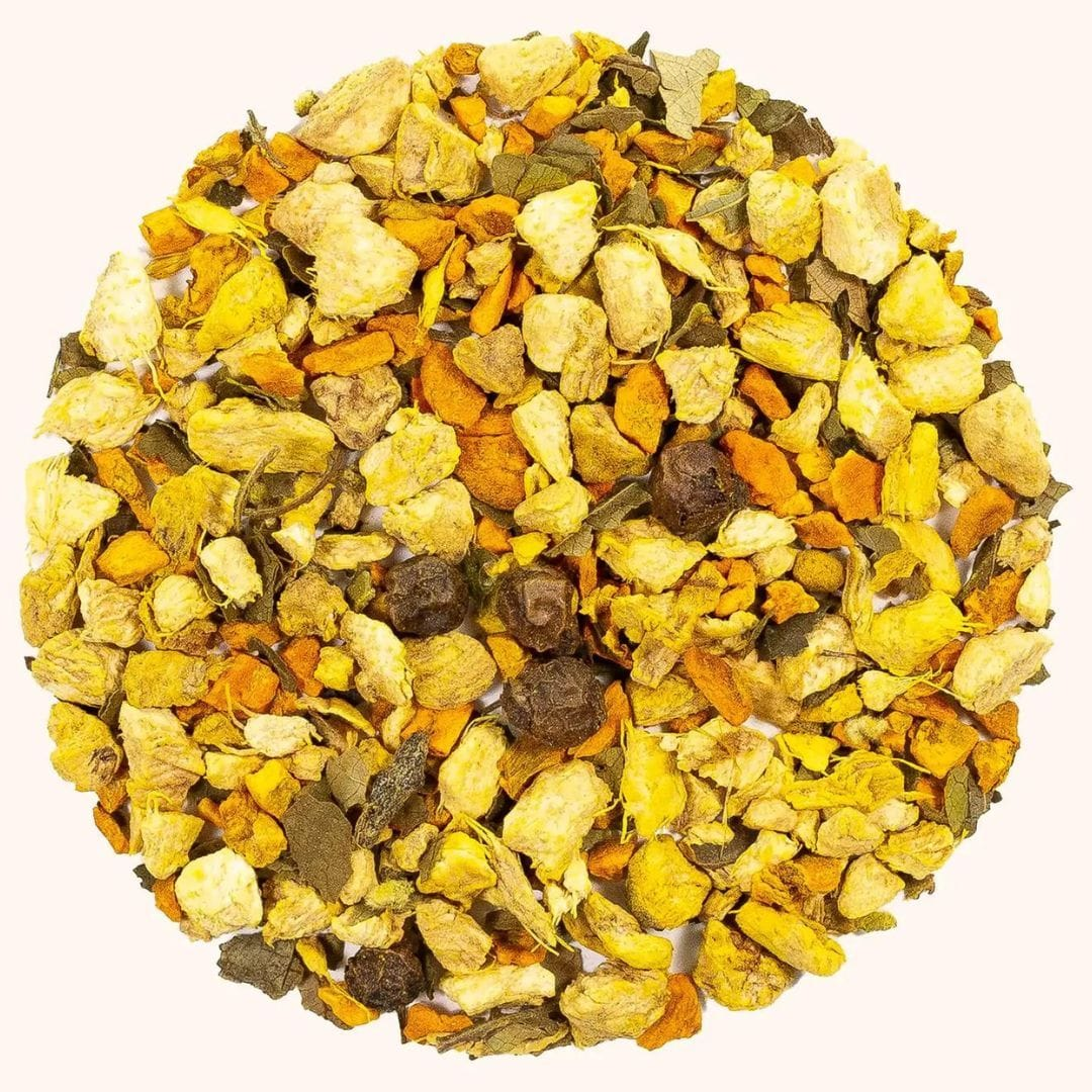 Sample loose leaf tea circle for energizing caffeine free tea