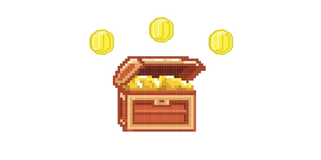 Treasure chest graphic with gold