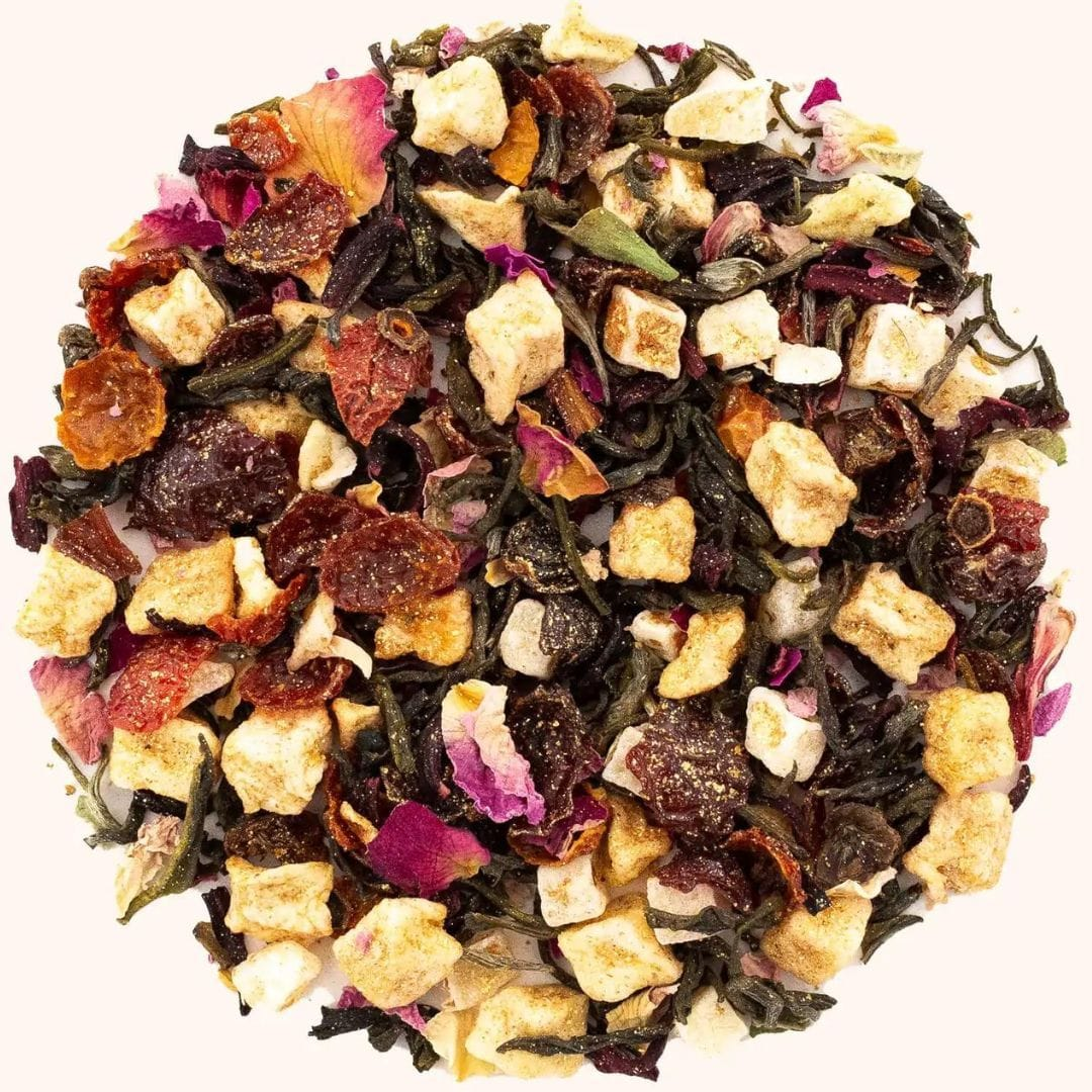 Sparkling Rose glitter tea loose leaf tea sample circle
