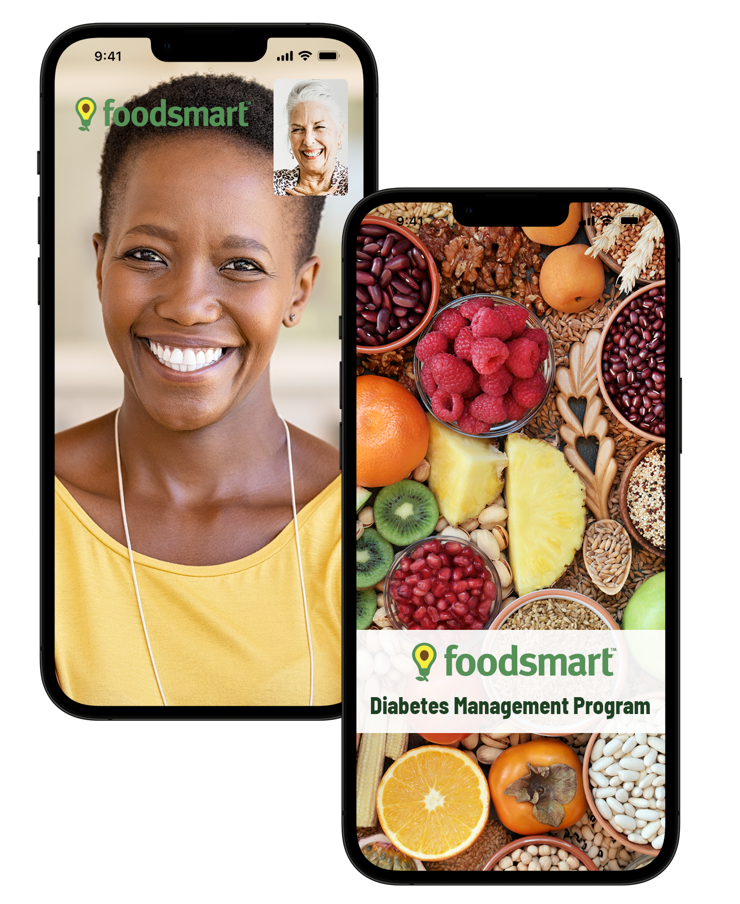 Images of the Foodsmart Mobile App showing the Diabetes Management Program