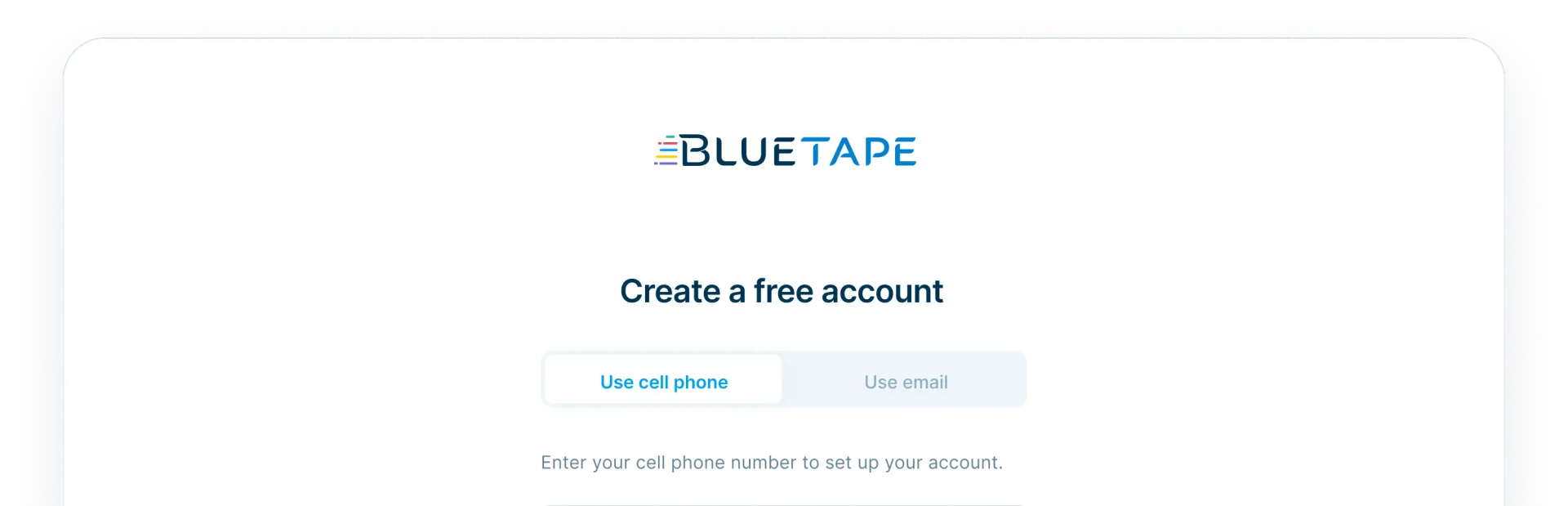 BlueTape login page