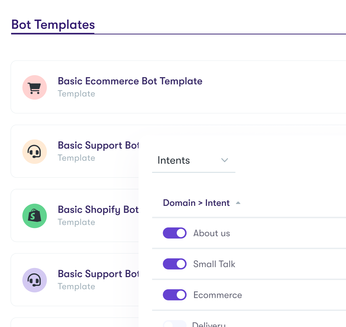 A screenshot of the Certainly bot templates, the NLU trainer, and a product from Joseph Joseph. 
