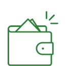 Icon representing a wallet full of money