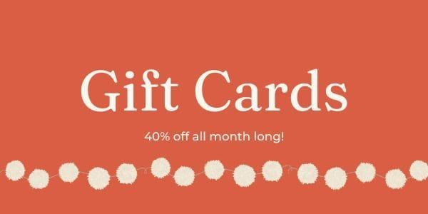 Gift Cards red graphic with merry garland - 10% off with code TEAGIFT10