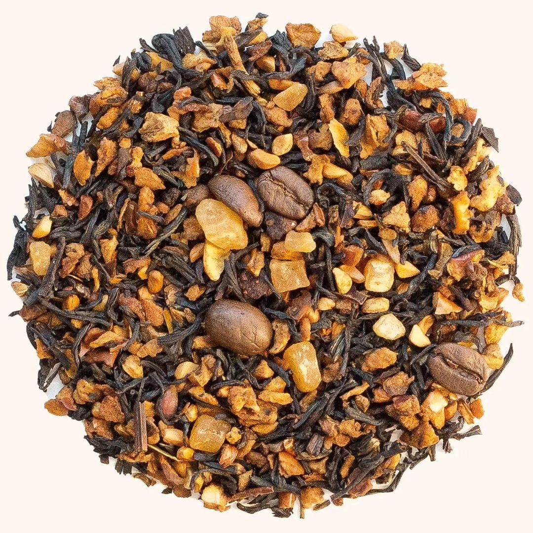 Sample loose leaf tea circle for Tea that Tastes Like Coffee Shop