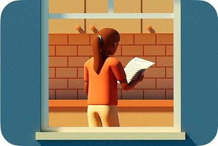 Person reading bill in their home