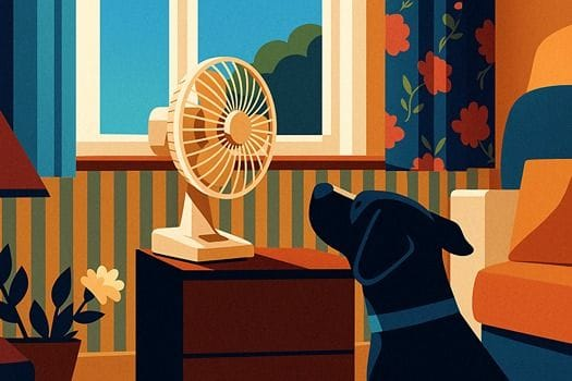Illustration of fan running in home