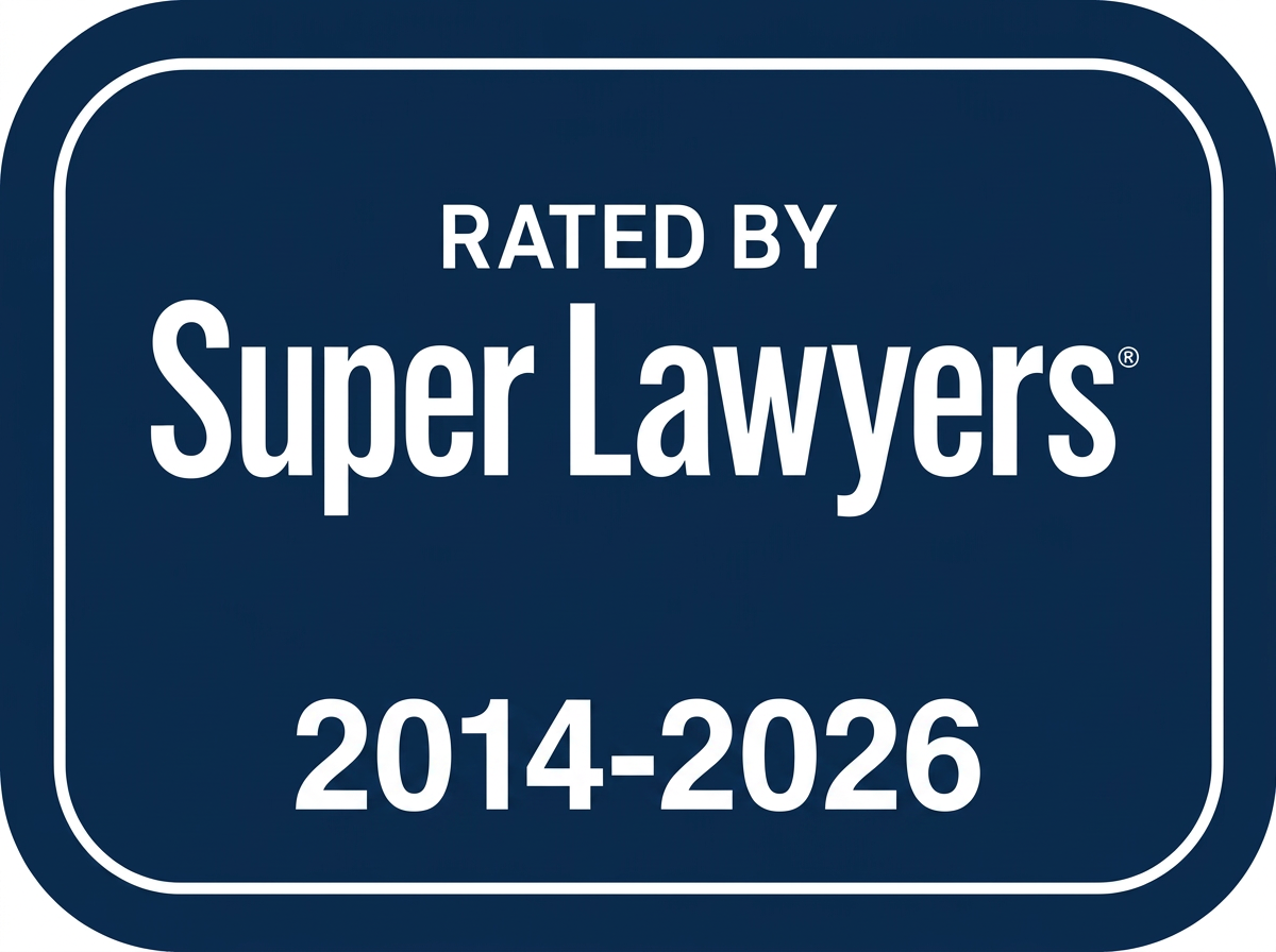 Super Lawyers badge, rated 2014-2026