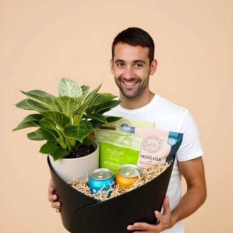 Gift hamper with plants and extra goodies