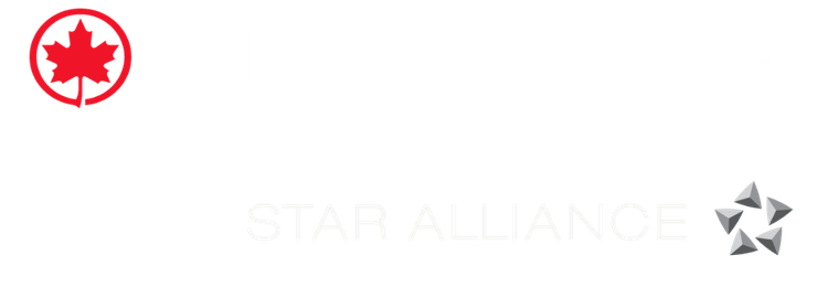 Air Canada logo with red maple leaf and text 'A Star Alliance Member'.