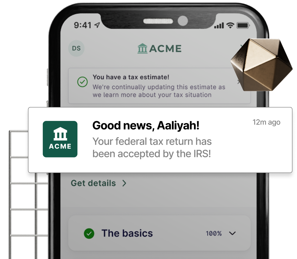 UI notification "good news! Your federal tax return has been accepted by the IRS"