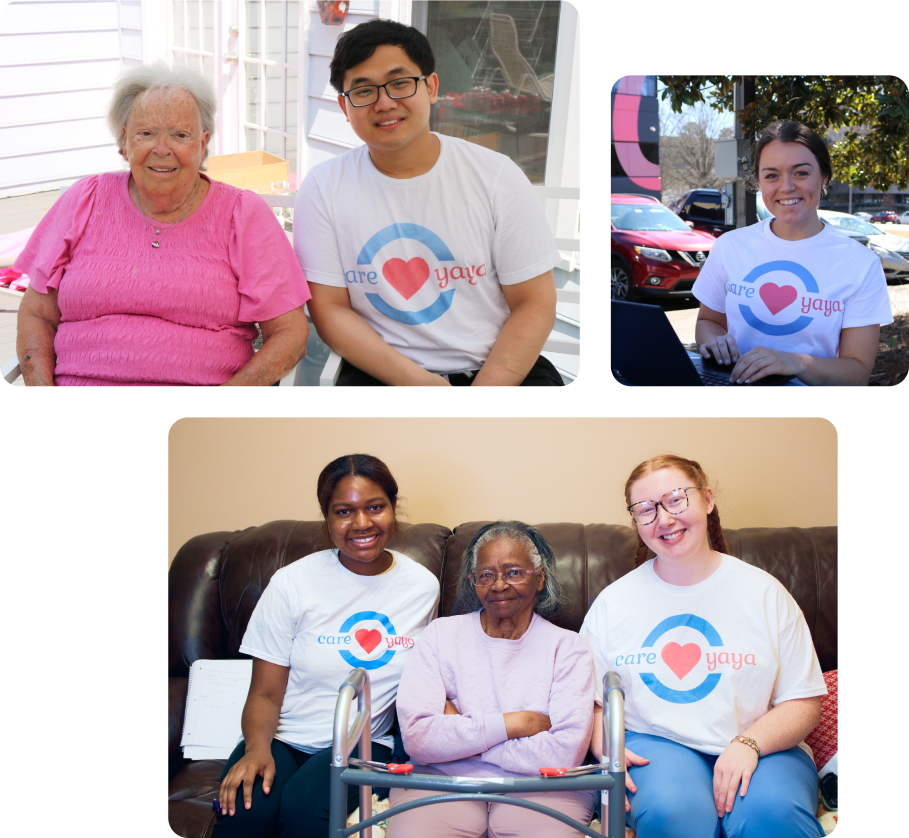 collage of careyaya student caregivers with elders