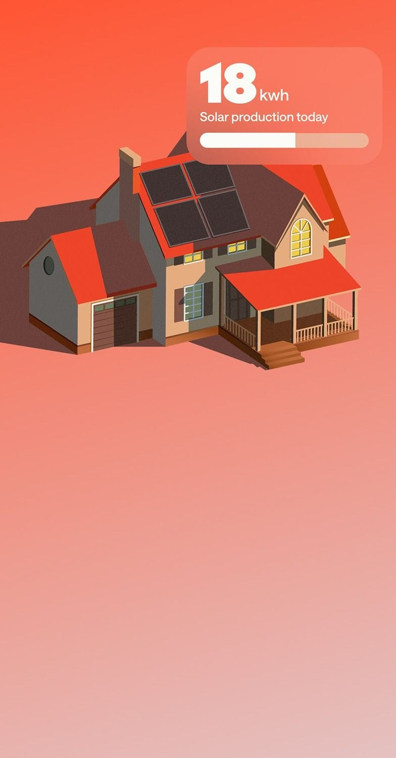 Home illustration with solar panels