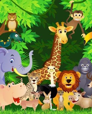 kids cartoon animal wallpaper mural