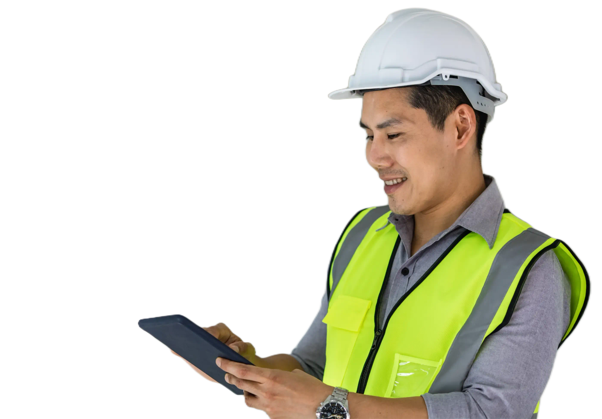 construction worker with tablet