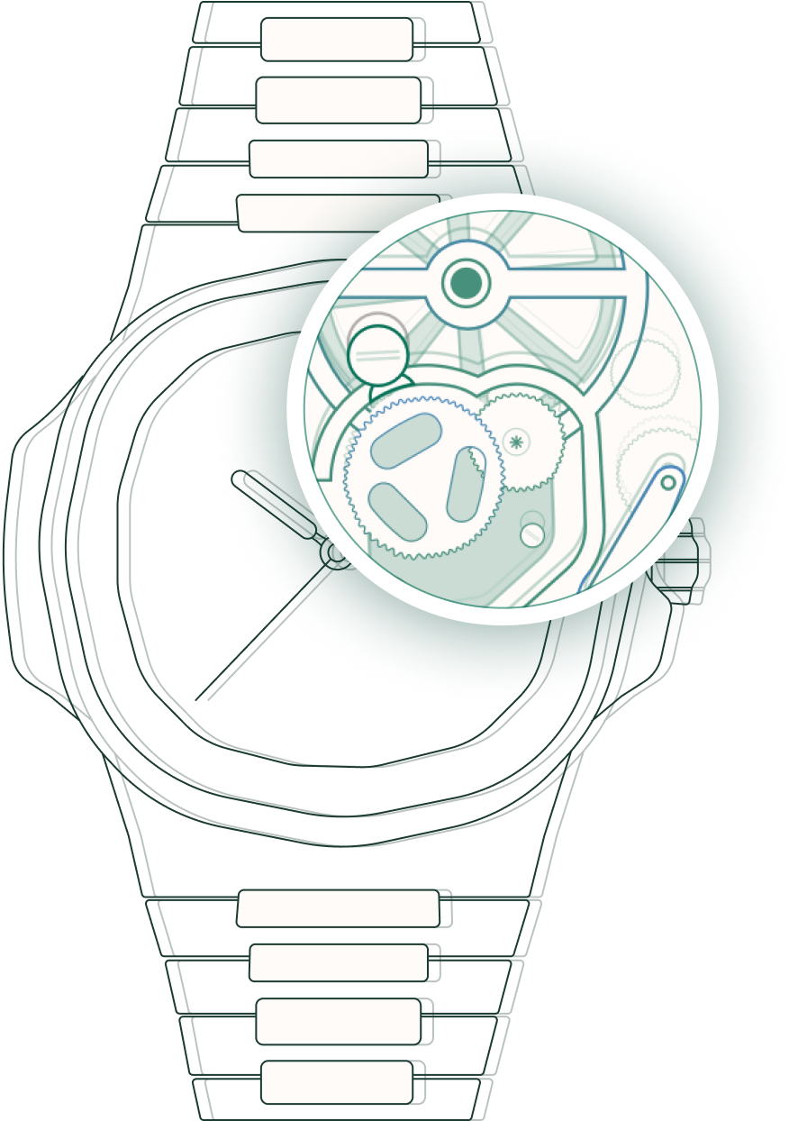 an overlay image showing the inner working of the watch