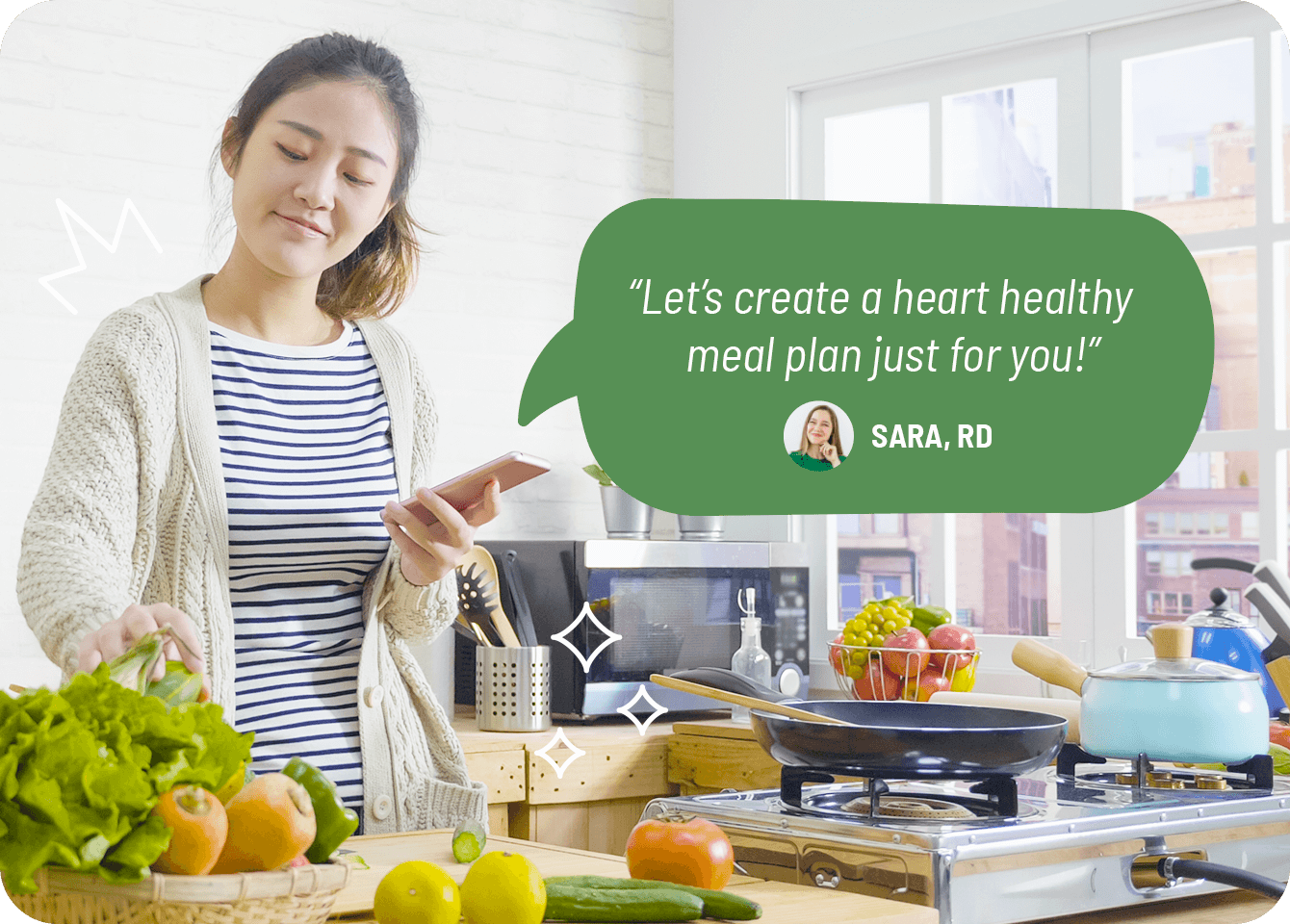 Photo of a happy woman consulting a dietitian remotely