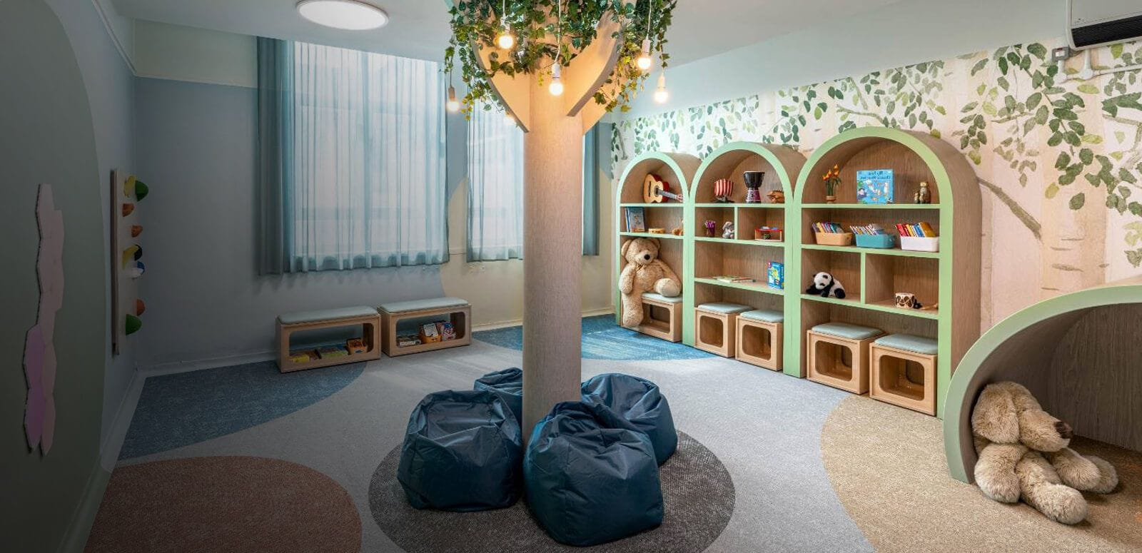 birch forest wallpaper mural in a SEN classroom
