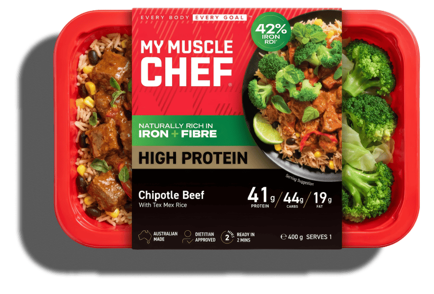My Muscle Chef Pro Salsa Verde Chicken with Vegetables and Cauliflower Potato Mash, featuring 50g protein, Australian made, dietitian approved.