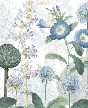blue and white floral wallpaper mural