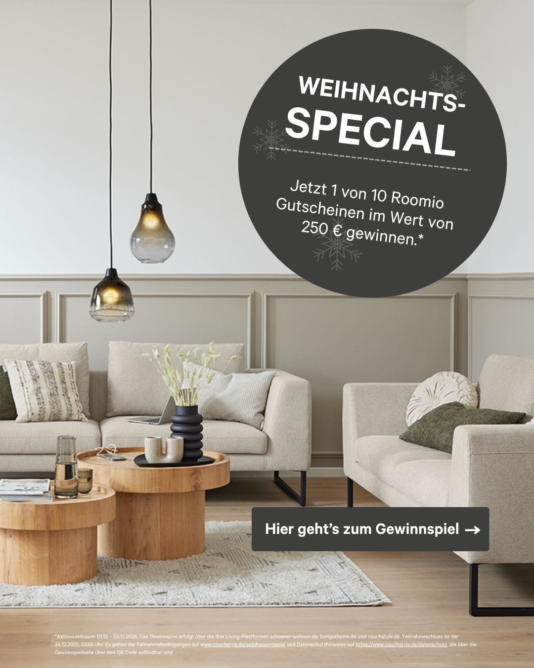 Weihnachtsspecial: Gewinne mit etwas Glück 1 von 100 Roomio - Gutscheinen - nur vom 01.-24.12.