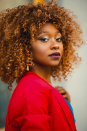 Stock Photo of woman wearing red