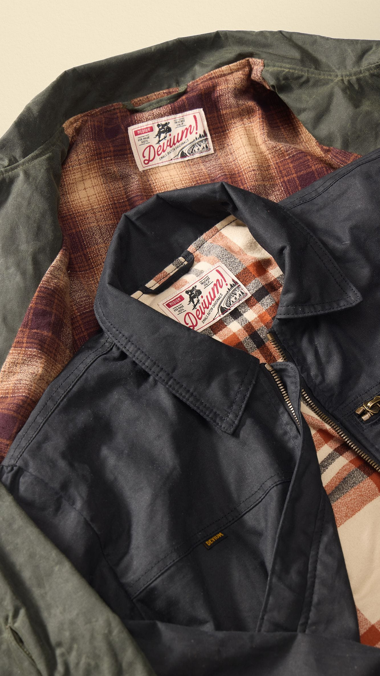 a collection of devium long sleeve shirts
