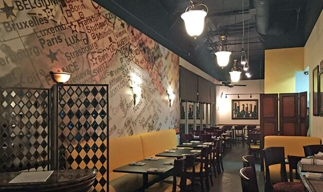 world map wall mural in a restaurant in USA