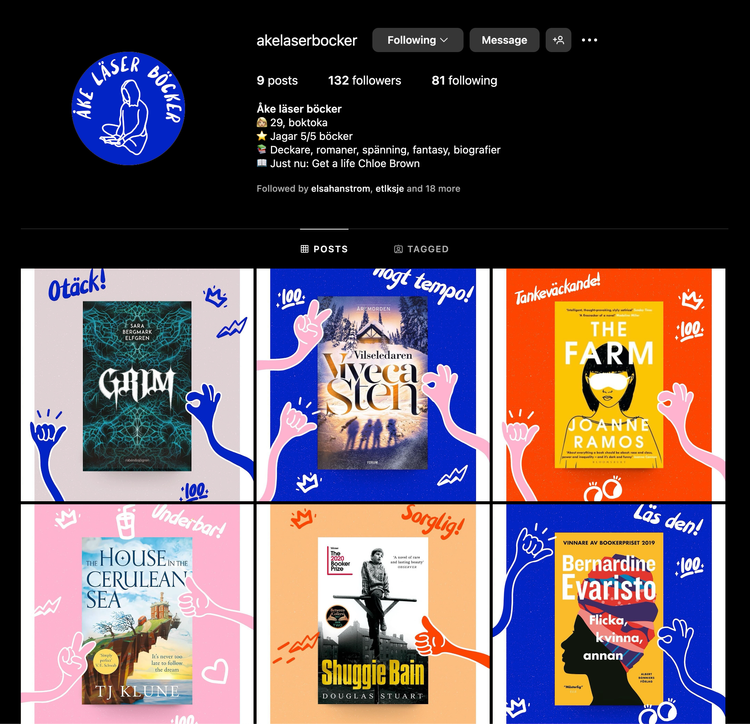 Printscreen of Instagram page about books