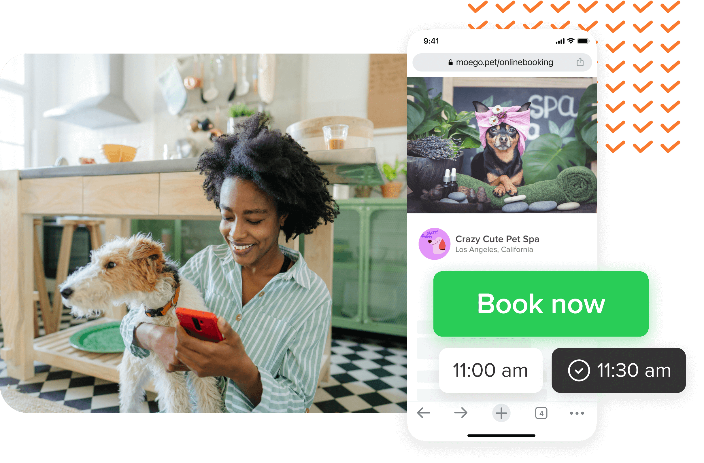 MoeGo booking feature for Crazy Cute Pet Spa