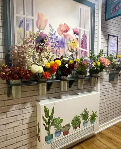 floral wallpaper in care home