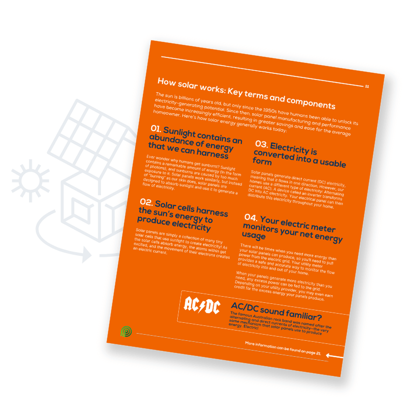 A page from Palmetto's Guide to Solar that details how solar works