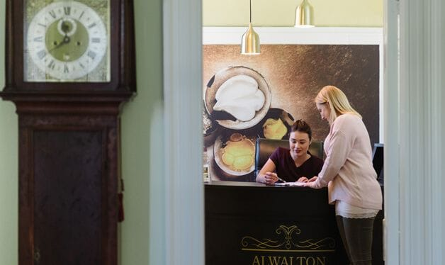 bespoke wall mural at alwalton hall reception 