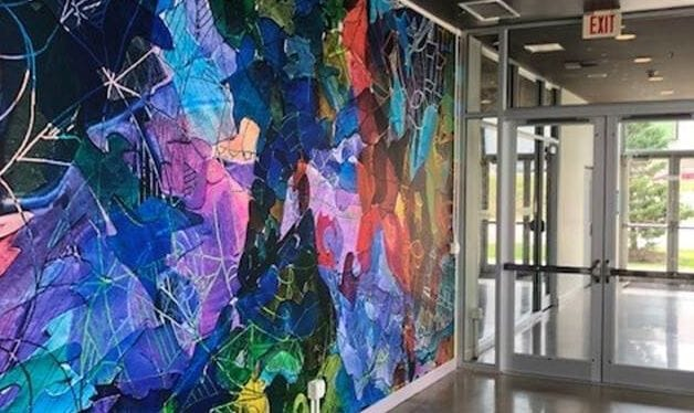 abstract wall mural for a hotel lobby