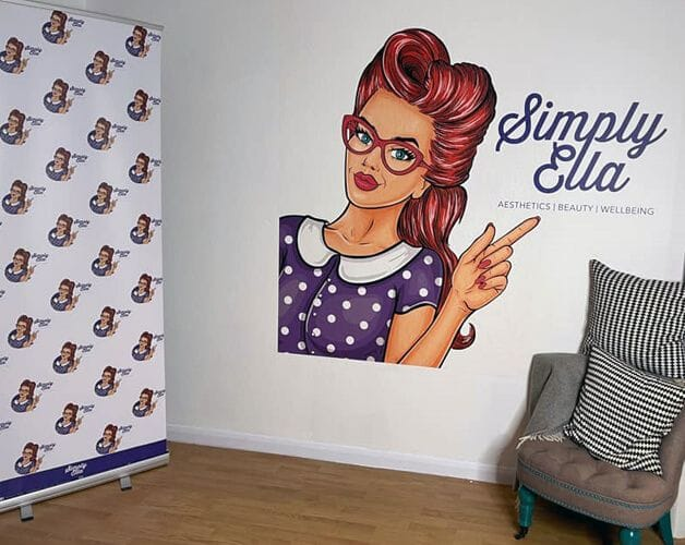 bespoke beauty business wall mural in a salon