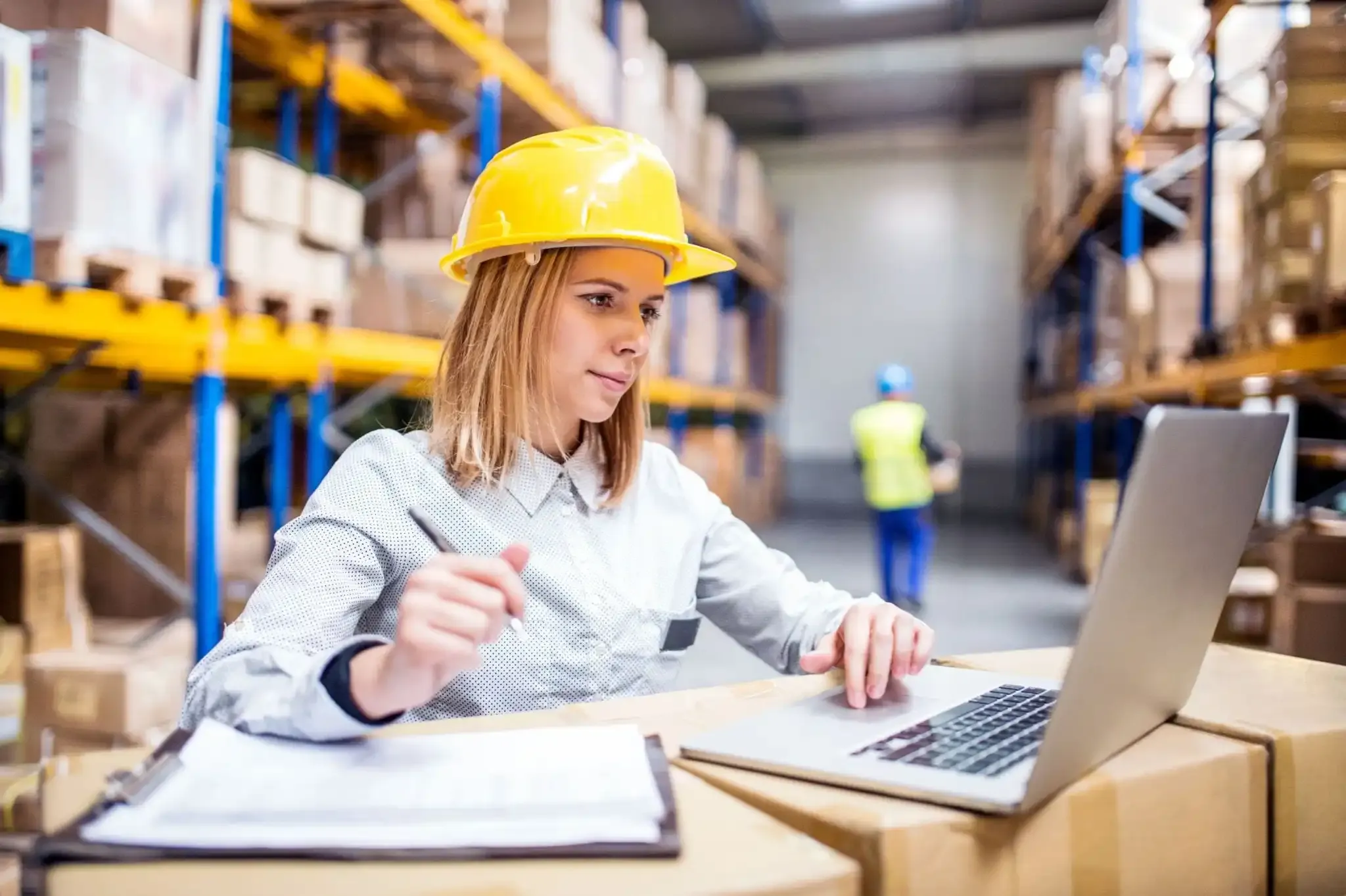 Woman in construction hat