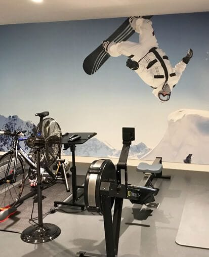 snowboarding wallpaper mural in gym