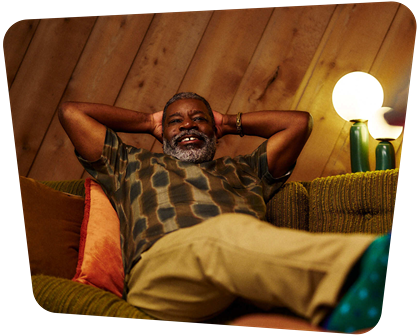Man relaxing with lights on
