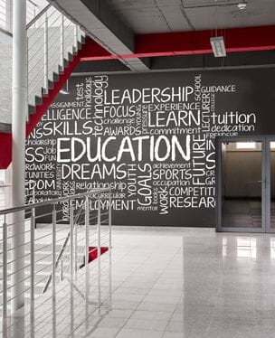 educational wall mural in high school