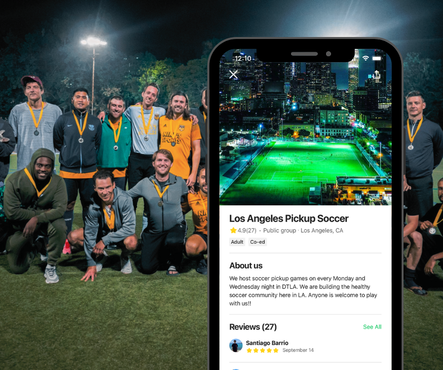 Start your soccer group for free on ENDALGO