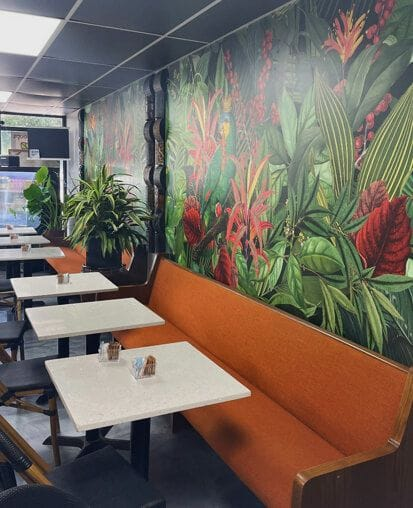 jungle wallpaper in restaurant
