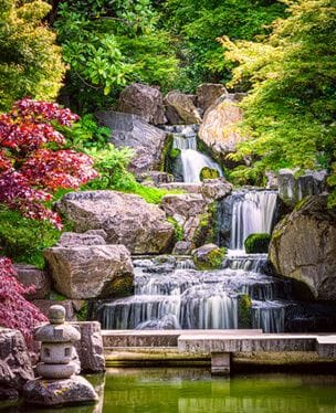 garden waterfall wall mural