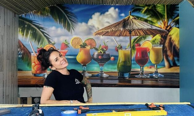 exotic beach bar wall mural in a commercial bar space