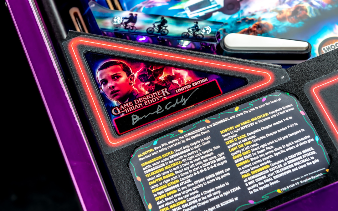 Brian Eddy signature on Stranger Things Limited Edition pinball.